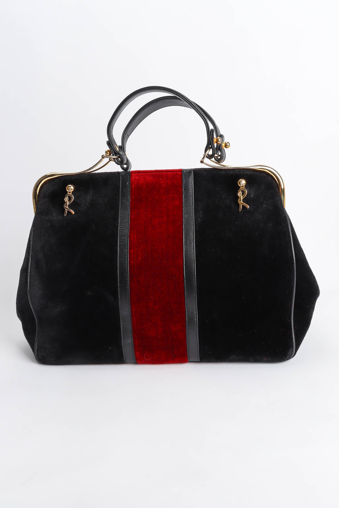 Vintage Roberta Di Camerino Velvet Stripe Frame Bag back @ Recess Los Angeles