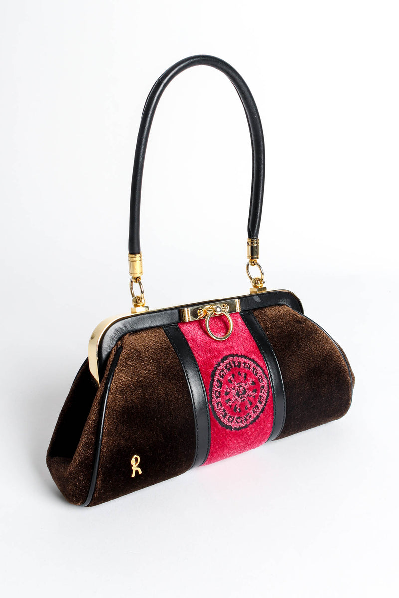Vintage Roberta Di Camerino 1990s Mini Velvet Baguette Bag angle @ Recess Los Angeles