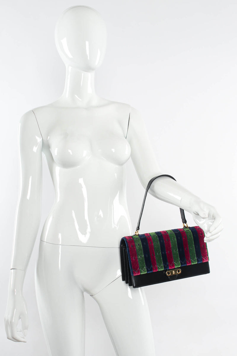 Vintage Roberta di Camerino Velvet Accordion Leather Bag mannequin forearm @ Recess LA