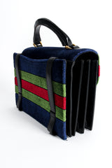 Vintage Roberta di Camerino Velvet Stripe Leather Accordion Bag Back Detail at Recess LA