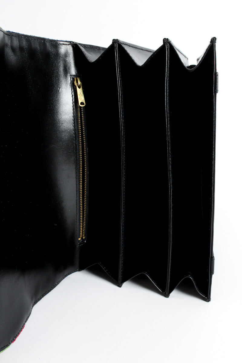 Vintage Roberta di Camerino Velvet Stripe Leather Accordion Bag Inside Detail at Recess LA