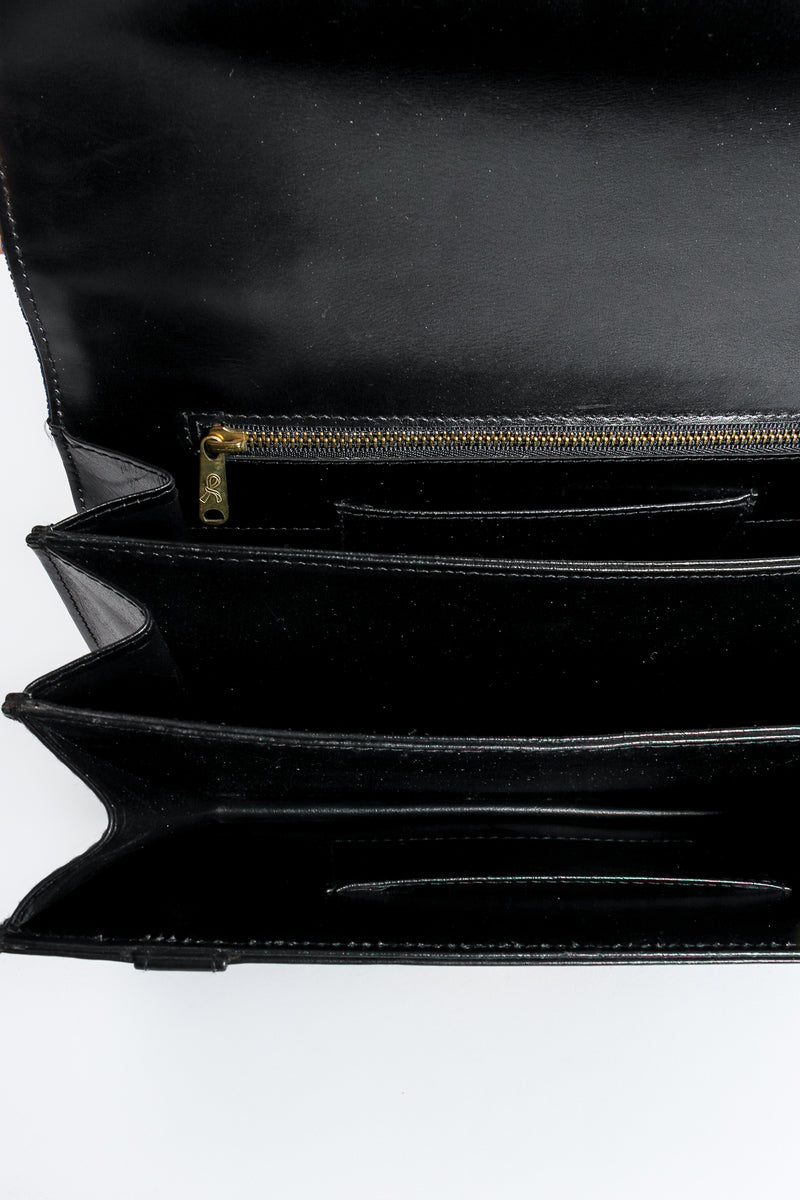 Vintage Roberta di Camerino Velvet Stripe Leather Accordion Bag Inside Detail at Recess LA