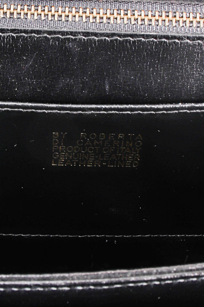 Vintage Roberta di Camerino Velvet Stripe Leather Accordion Bag Signature stamp at Recess LA