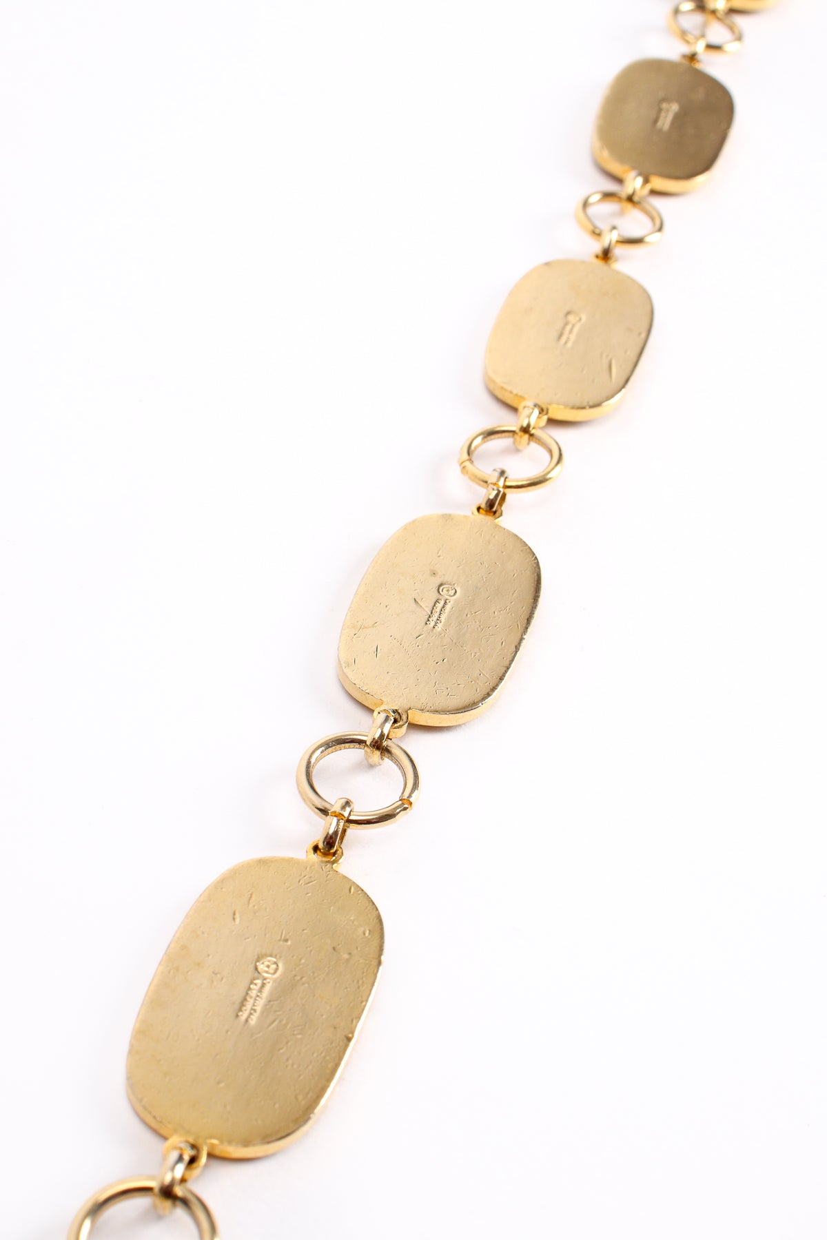 Vintage Roberta Di Camerino Gold Blue Enamel R Logo Chain Belt RobertadiCamerinoRLogoEnamelBe  main image 4