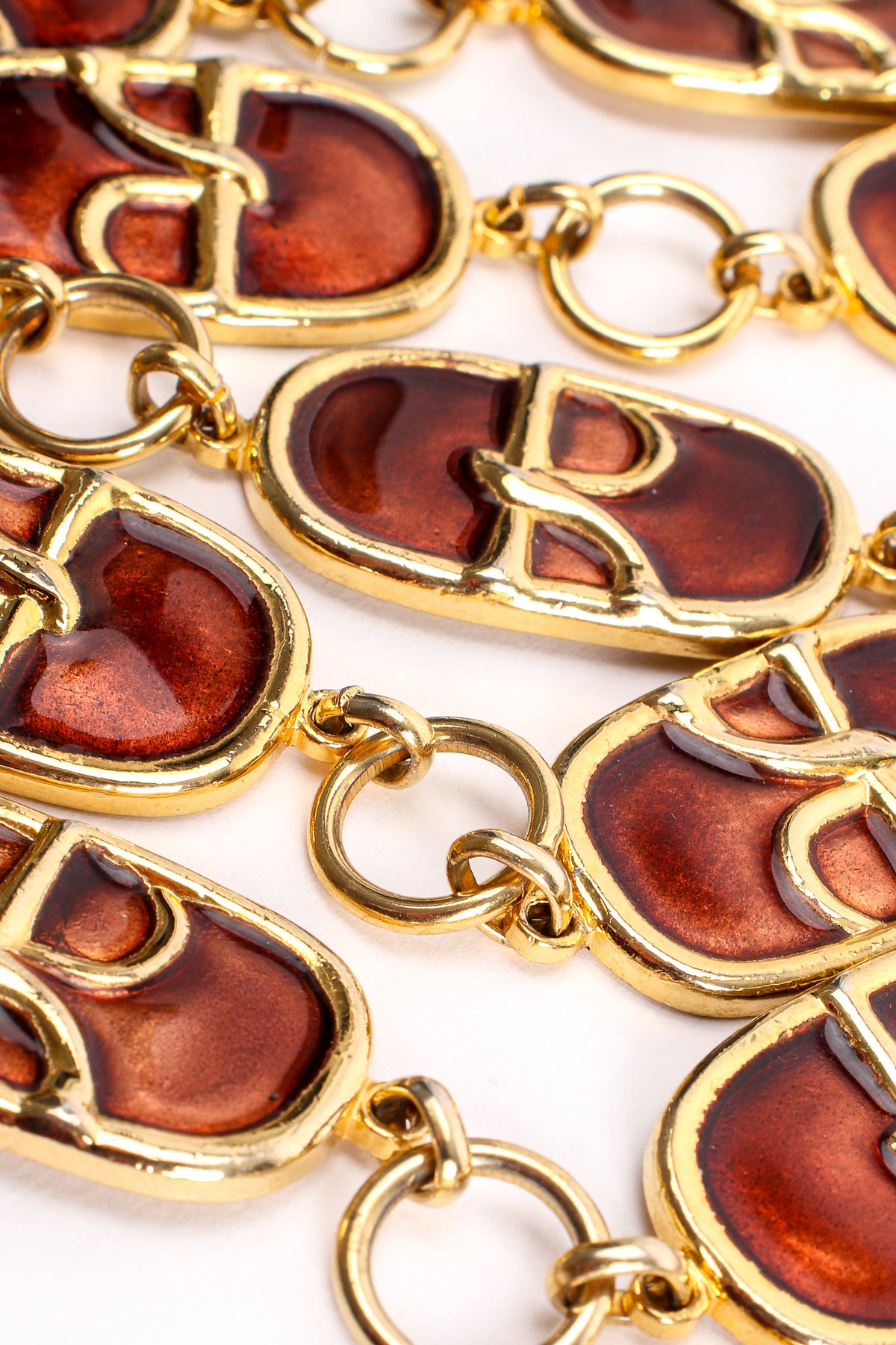 Vintage Roberta Di Camerino Gold Blue Enamel R Logo Chain Belt RobertadiCamerinoRLogoEnamelBe  main image 2