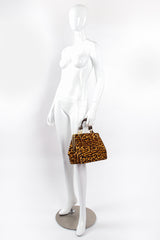 Vintage Roberta di Camerino Leopard Pony Hair Frame Handbag on mannequin at Recess Los Angeles