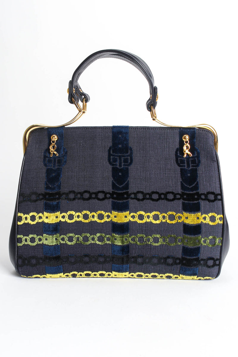 Vintage Roberta Di Camerino Caravel Velvet Chain Motif Bag front @ Recess Los Angeles