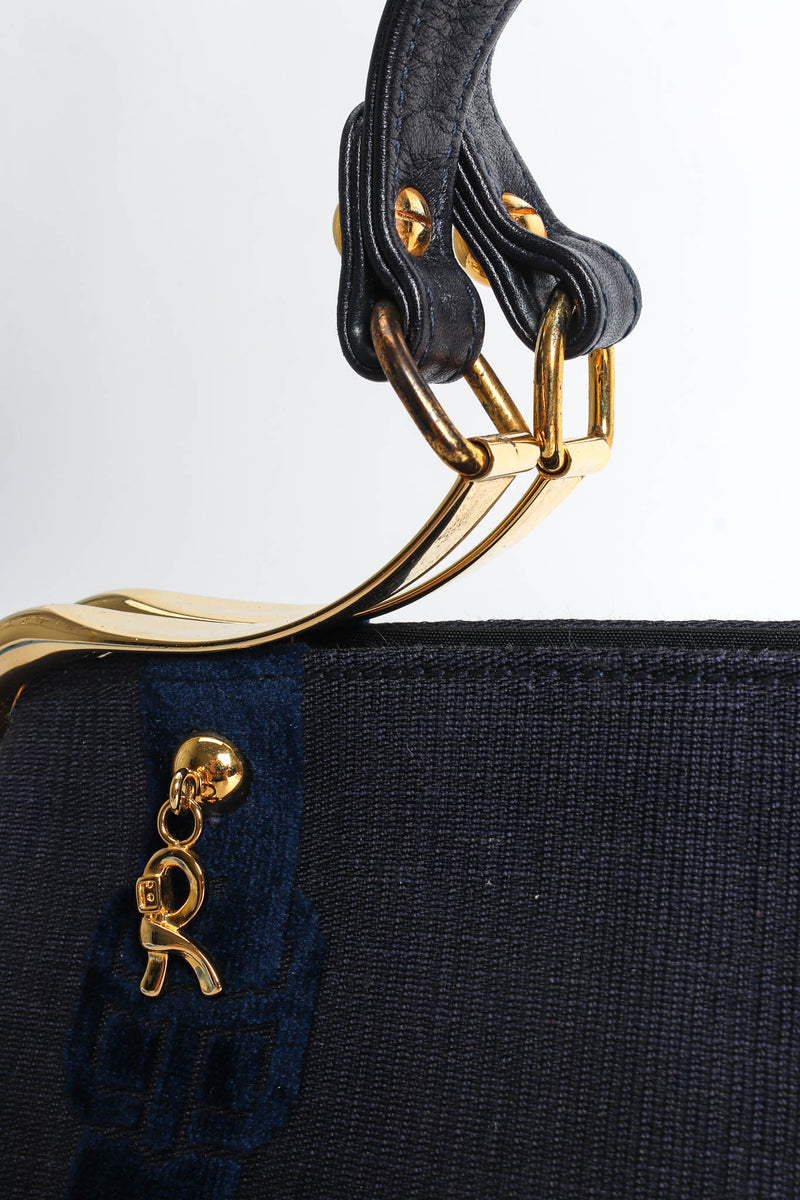 Vintage Roberta Di Camerino Caravel Velvet Chain Motif Bag discolored handle loops@ Recess Los Angeles