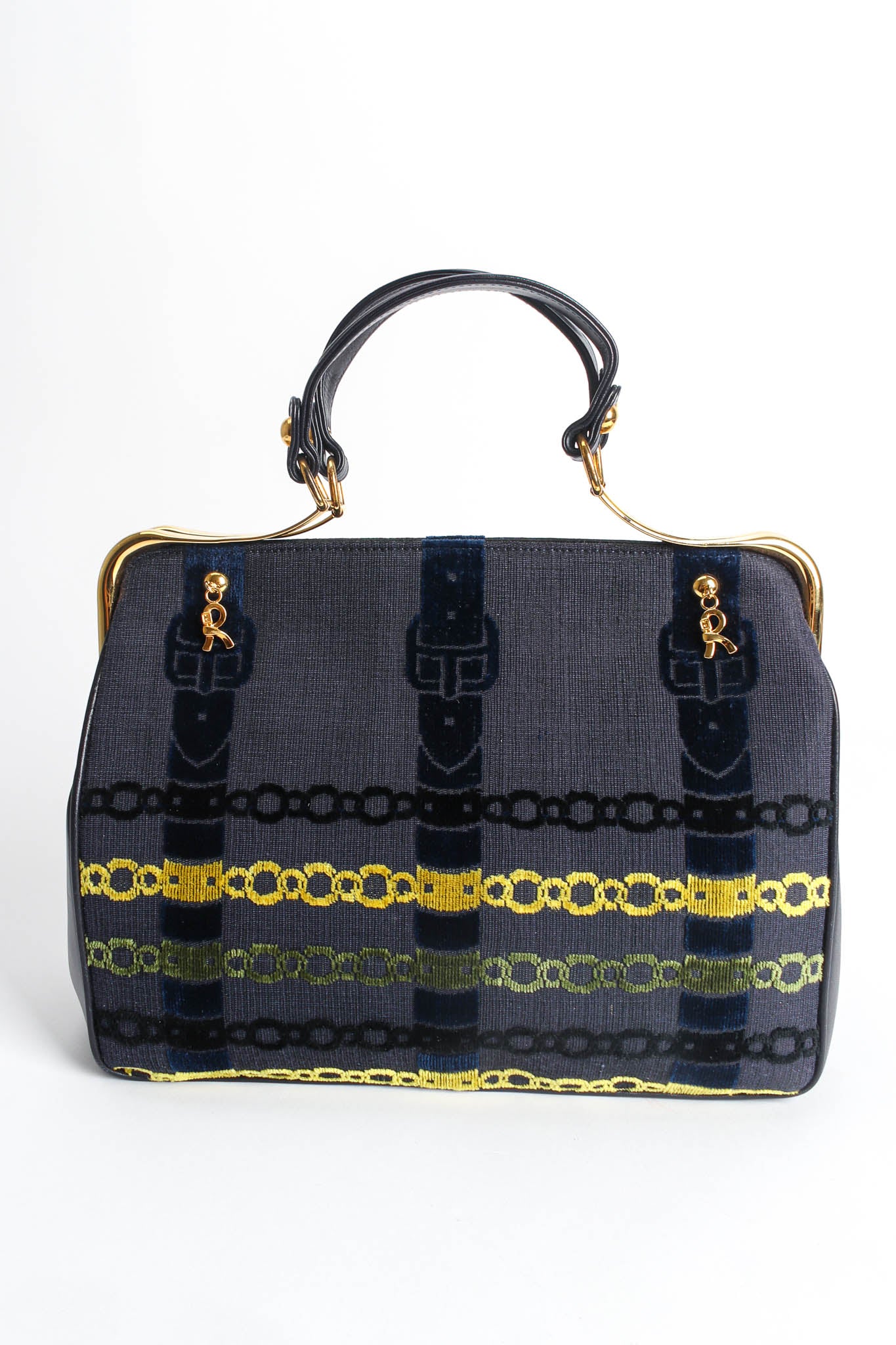 Vintage Roberta Di Camerino Caravel Velvet Chain Motif Bag back @ Recess Los Angeles