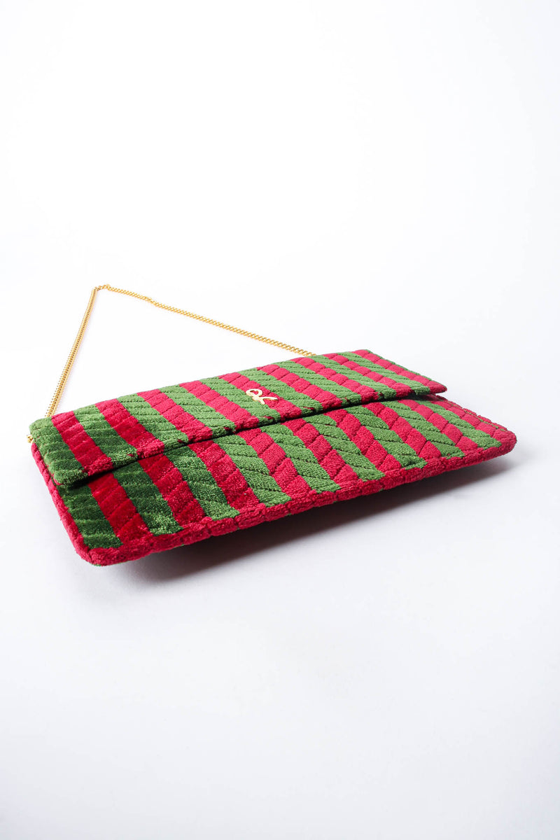 Vintage Roberta di Camerino Striped Velvet Clutch Bag bottom at Recess Los Angeles