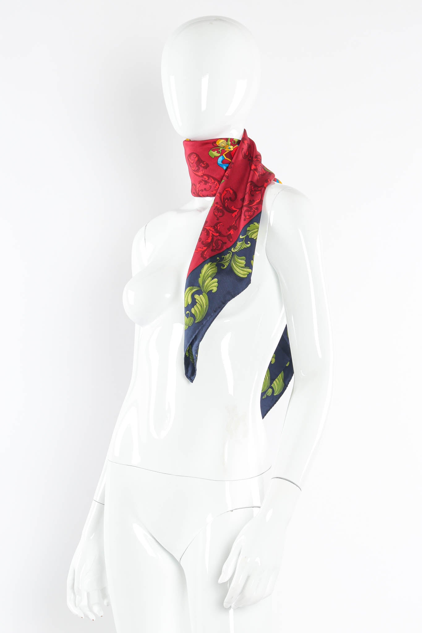 Vintage Roberta Di Camerino Ivy Crest Emblem Silk Scarf mannequin wrap around @ Recess LA