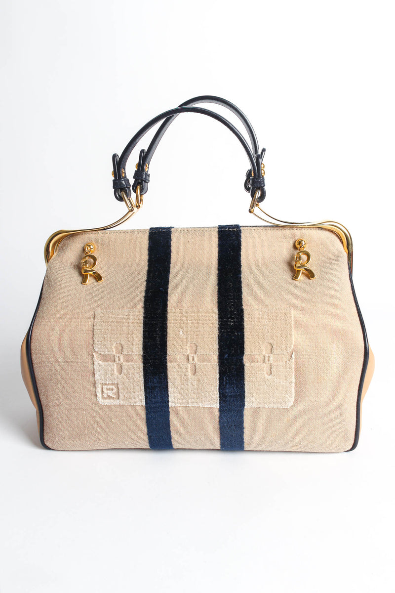 Vintage Roberta Di Camerino Caravel Twill Block Stripe Bag front @ Recess Los Angeles