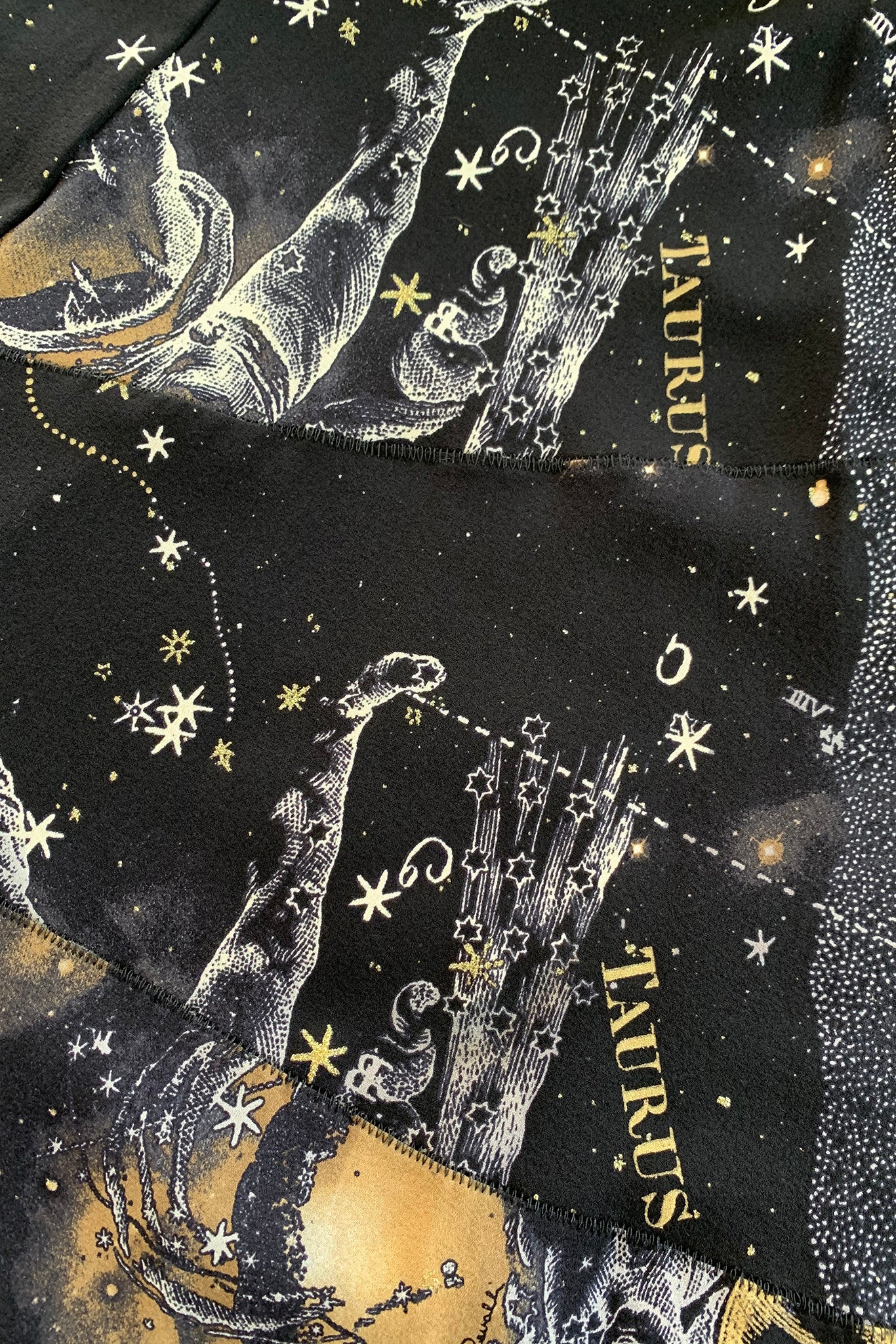 Vintage Roberto Cavalli Astrological Stars Halter Gown fabric detail at Recess LA