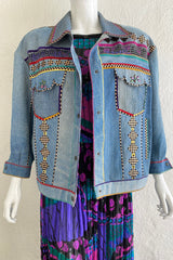 Vintage Roberto Cavalli for Amen Wardy Applique Denim Jacket on Mannequin front at Recess LA