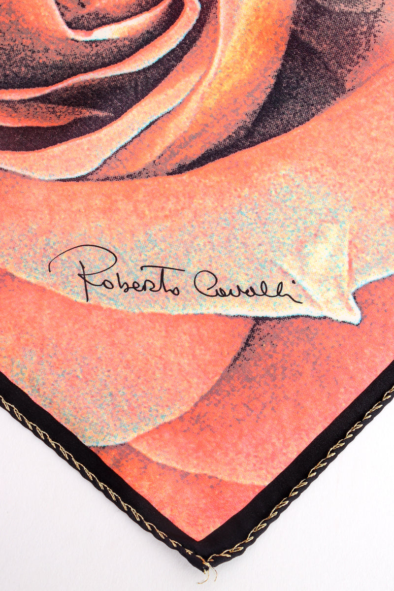 Vintage Roberto Cavalli Rose Gold Galaxy Silk Scarf signature at Recess Los Angeles