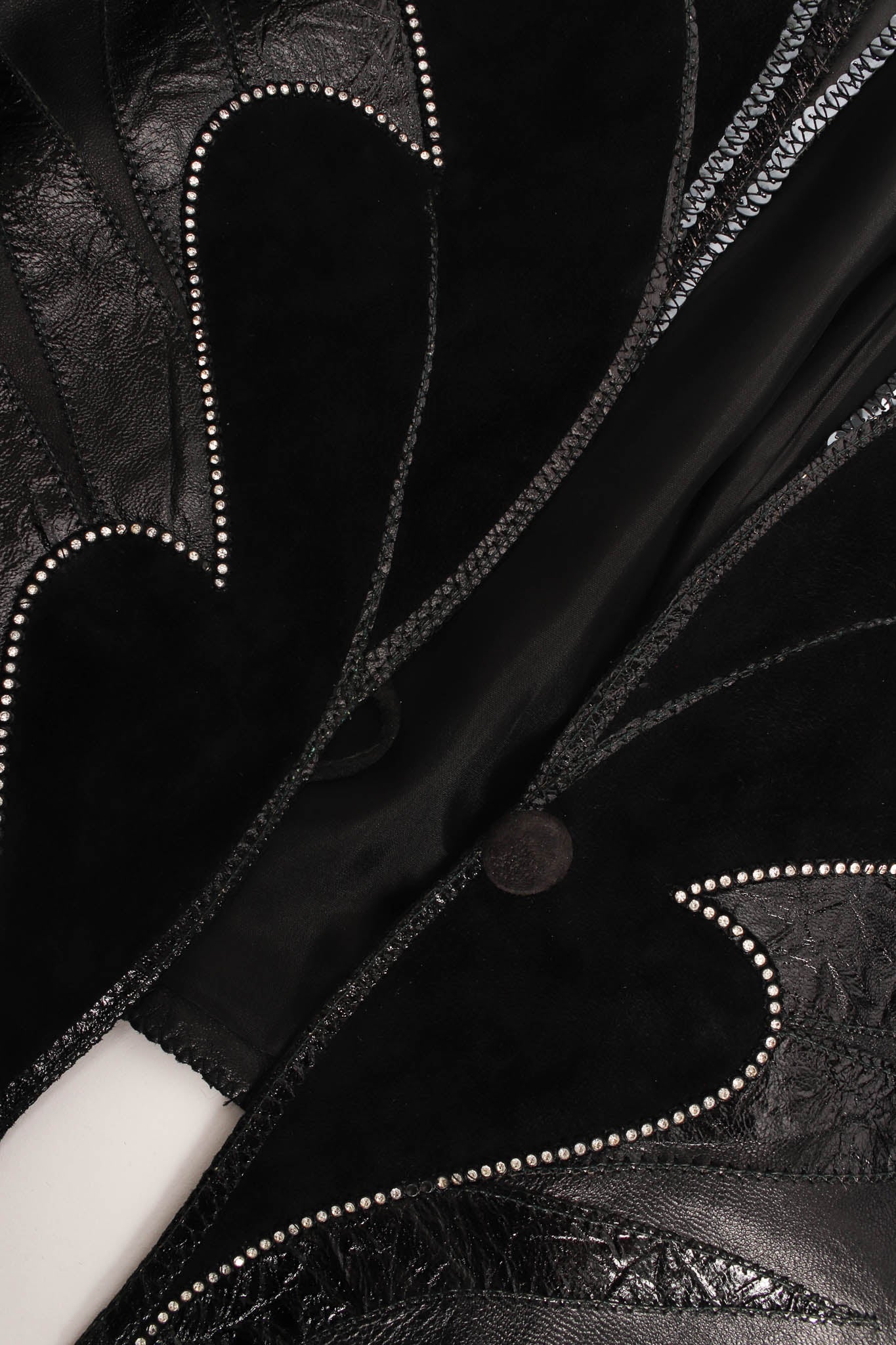 Vintage Roberto Cavalli Embellished Suede Leather Jacket center front button @ Recess LA