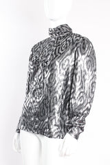 Vintage Roberto Fabris Metallic Ikat Swirl Blouse on Mannequin angle at Recess Los Angeles