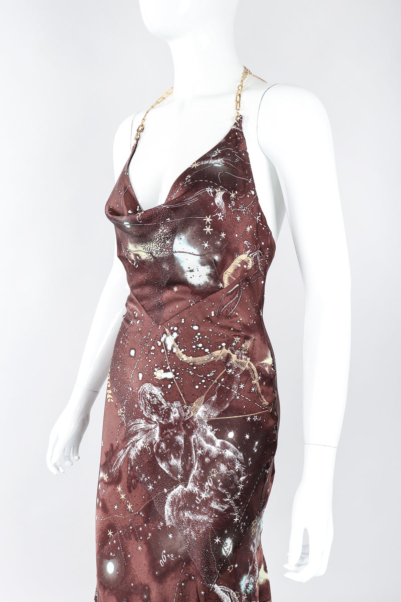 Recess Los Angeles Designer Consignment Resale Recycle Vintage Roberto Cavalli Astrology Star Chart Scorpio Silk Halter Dress