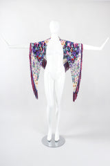 Recess Los Angeles Designer Consignment Vintage Floral Fringe Silk Chiffon Shawl