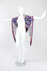Recess Los Angeles Designer Consignment Vintage Floral Fringe Silk Chiffon Shawl
