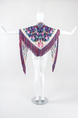 Recess Los Angeles Designer Consignment Vintage Floral Fringe Silk Chiffon Shawl