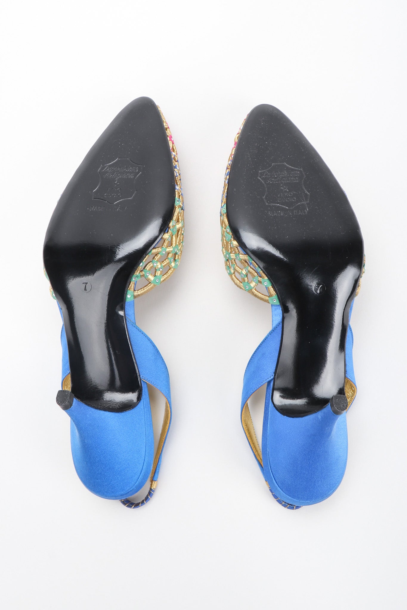 Recess Los Angeles Vintage Roberto Vianni Starry Lattice Crystal Mesh Slingback Heels