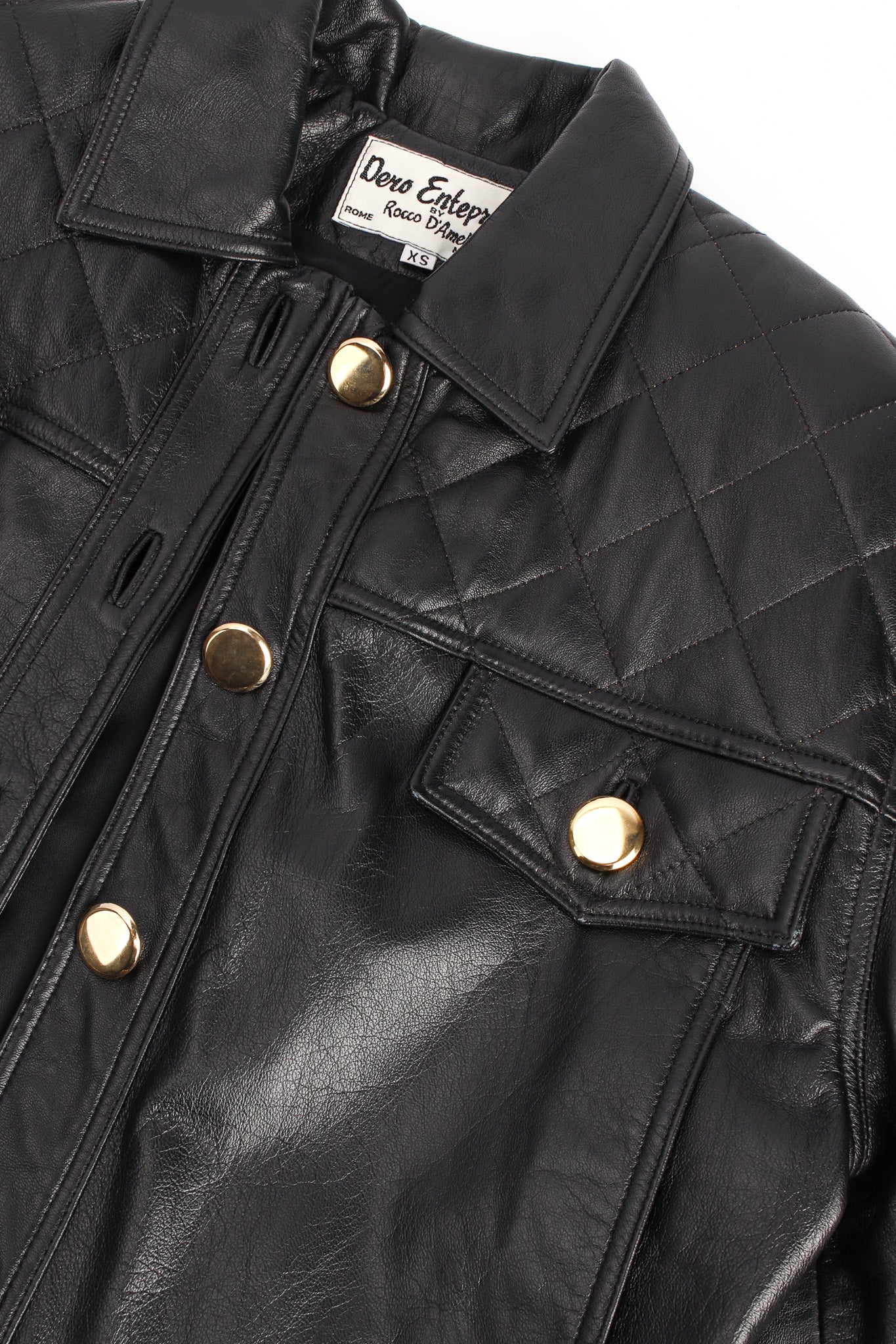 Vintage Rocco D'Amelio Chain Hardware Quilted Leather Jacket top jacket flat lay @ Recess LA