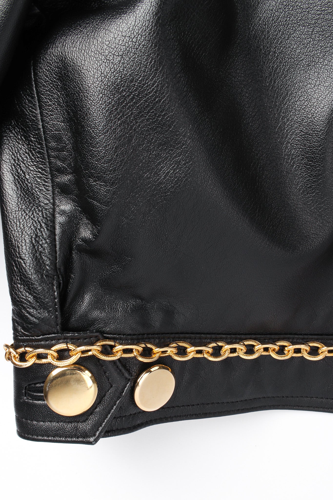 Vintage Rocco D'Amelio Chain Hardware Quilted Leather Jacket adjustable hem button @ Recess LA