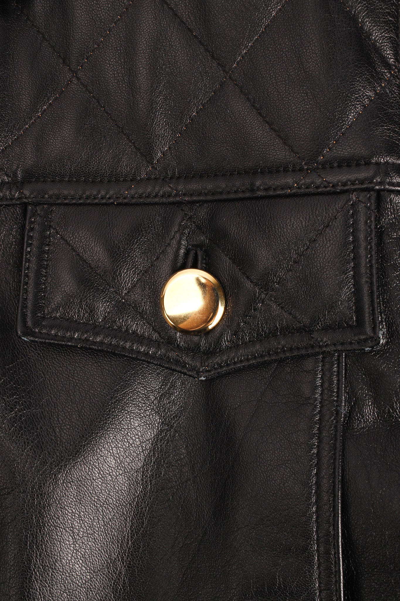 Vintage Rocco D'Amelio Chain Hardware Quilted Leather Jacket decorative pocket @ Recess LA