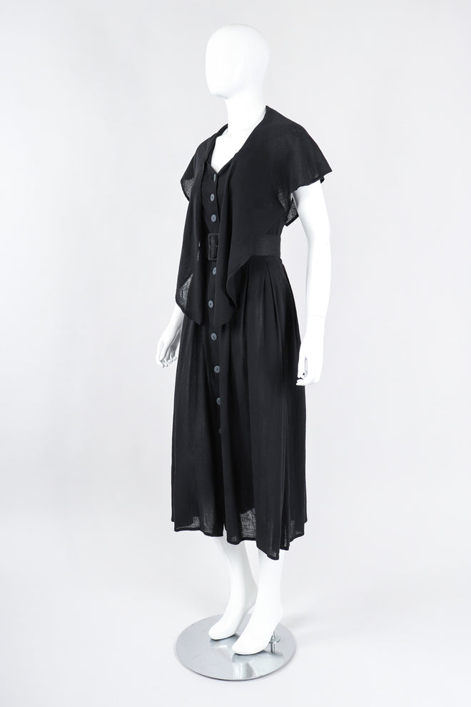 Recess Los Angeles Vintage Rodier Cotton Belted Bertha Cape Collar Dress