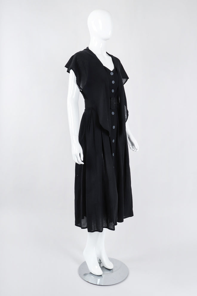 Recess Los Angeles Vintage Rodier Cotton Belted Bertha Cape Collar Dress