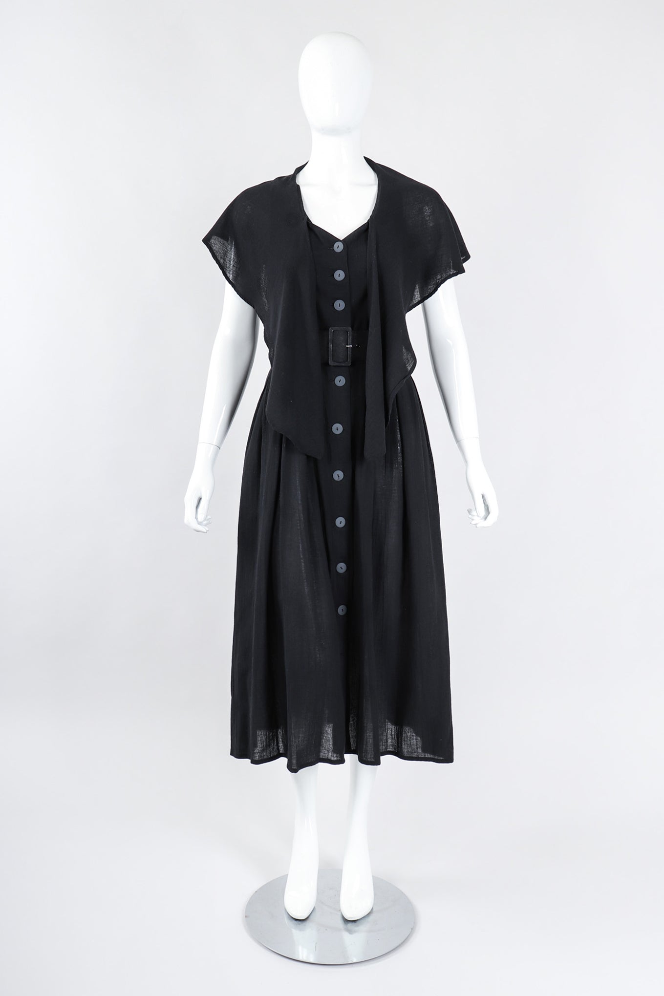 Recess Los Angeles Vintage Rodier Cotton Belted Bertha Cape Collar Dress
