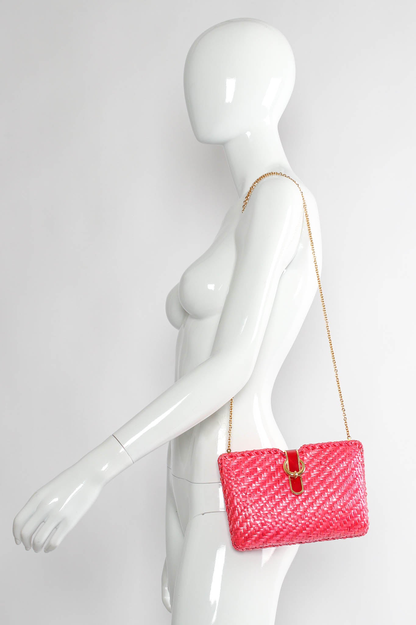 Vintage Rodo Woven Straw Shoulder Clutch on mannequin @ Recess Los Angeles