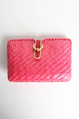 Vintage Rodo Woven Wicker Straw Shoulder Clutch front @ Recess Los Angeles