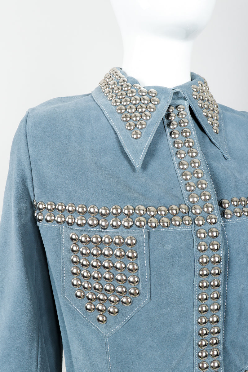 Vintage Roger Kuper Studded Suede Jacket on Mannequin front detail at Recess Los Angeles