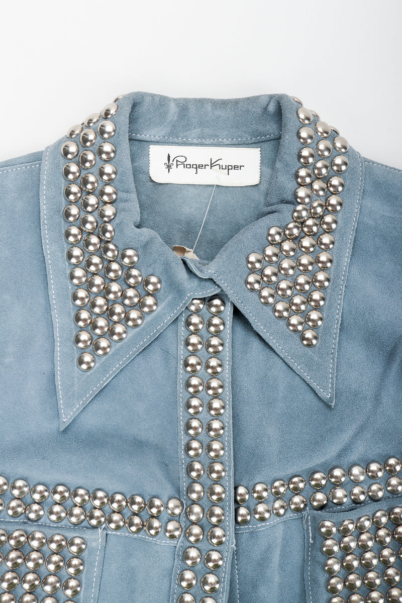 Vintage Roger Kuper Studded Suede Jacket collar and stud detail at Recess