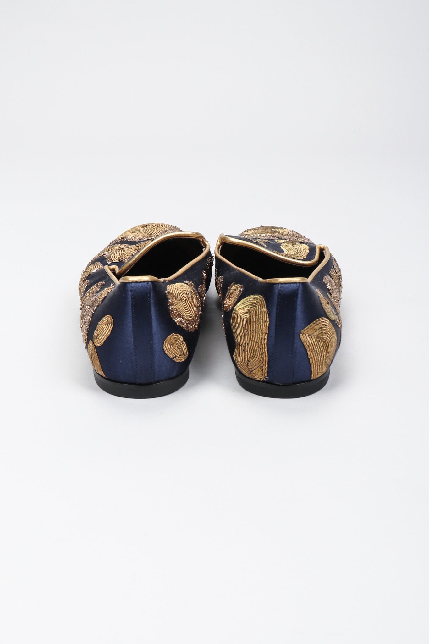 Recess Los Angeles Vintage Roger Vivier Metal Couching Embroidered Organic Freeform Loafers Smoking Slippers