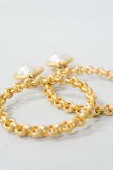 Deanna Hamro Pearl Chain Clip Hoop Earrings