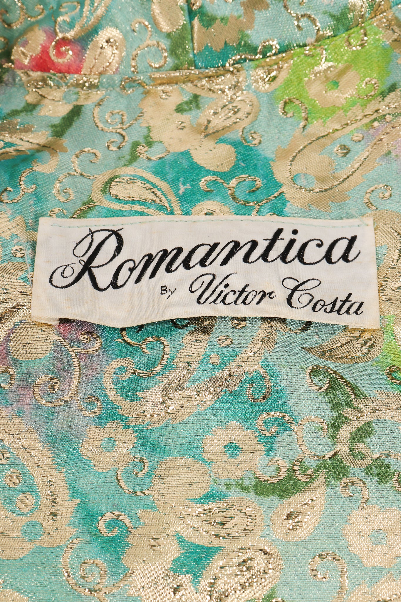 Vintage Romantica Victor Costa Romantica Brocade Coat & Skirt Set label at Recess LA