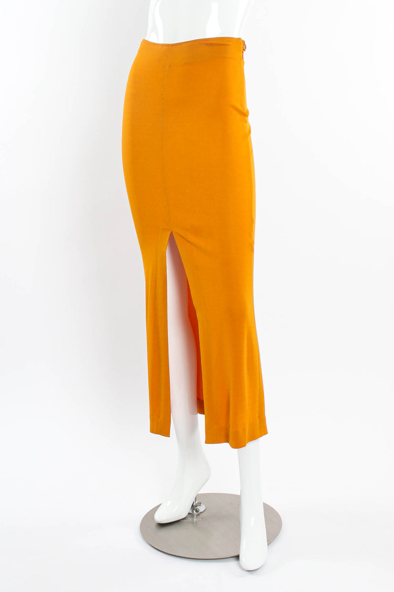 Vintage Romeo Gigli Sleek Bodycon Slit Skirt mannequin angle @ Recess Los Angeles