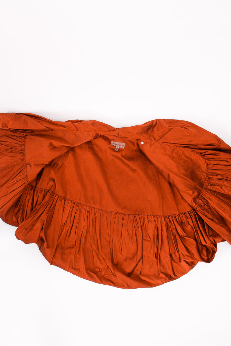 Vintage Romeo Gigli Rust Cropped Silk Dupioni Balloon Jacket lining at Recess LA