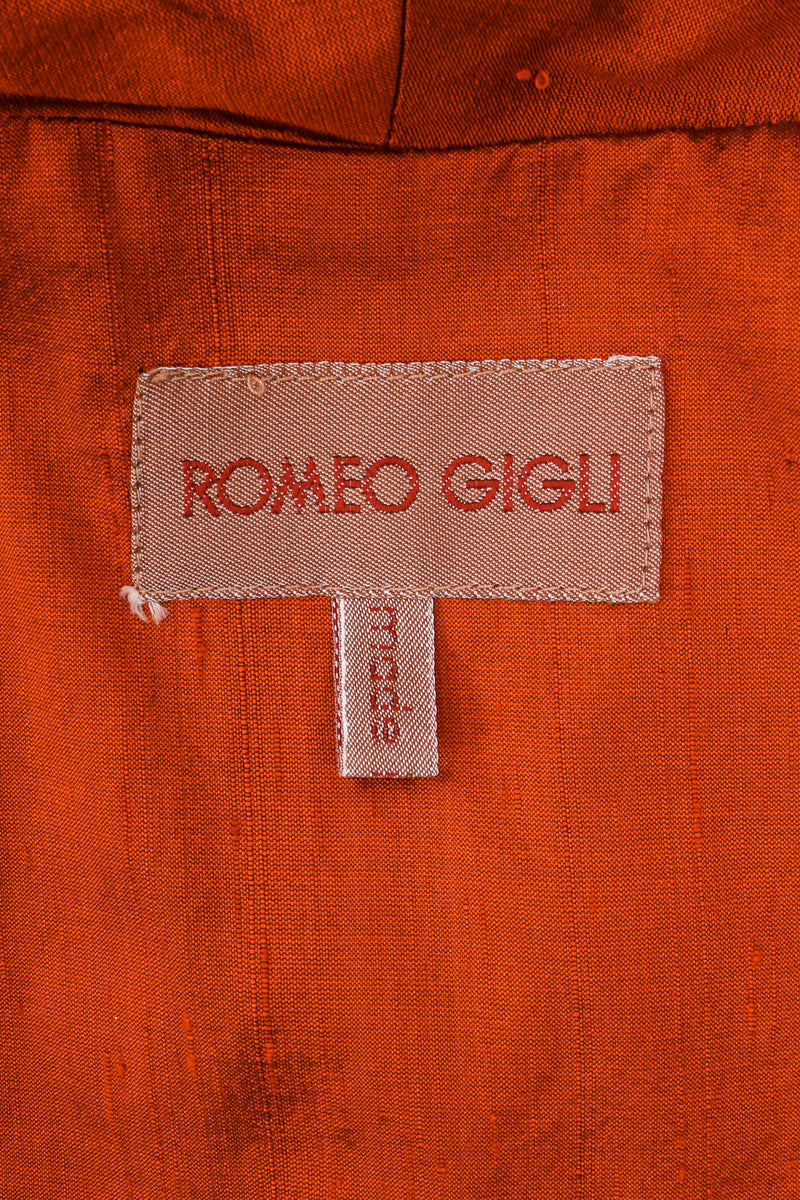 Vintage Romeo Gigli Rust Cropped Silk Dupioni Balloon Jacket label at Recess LA