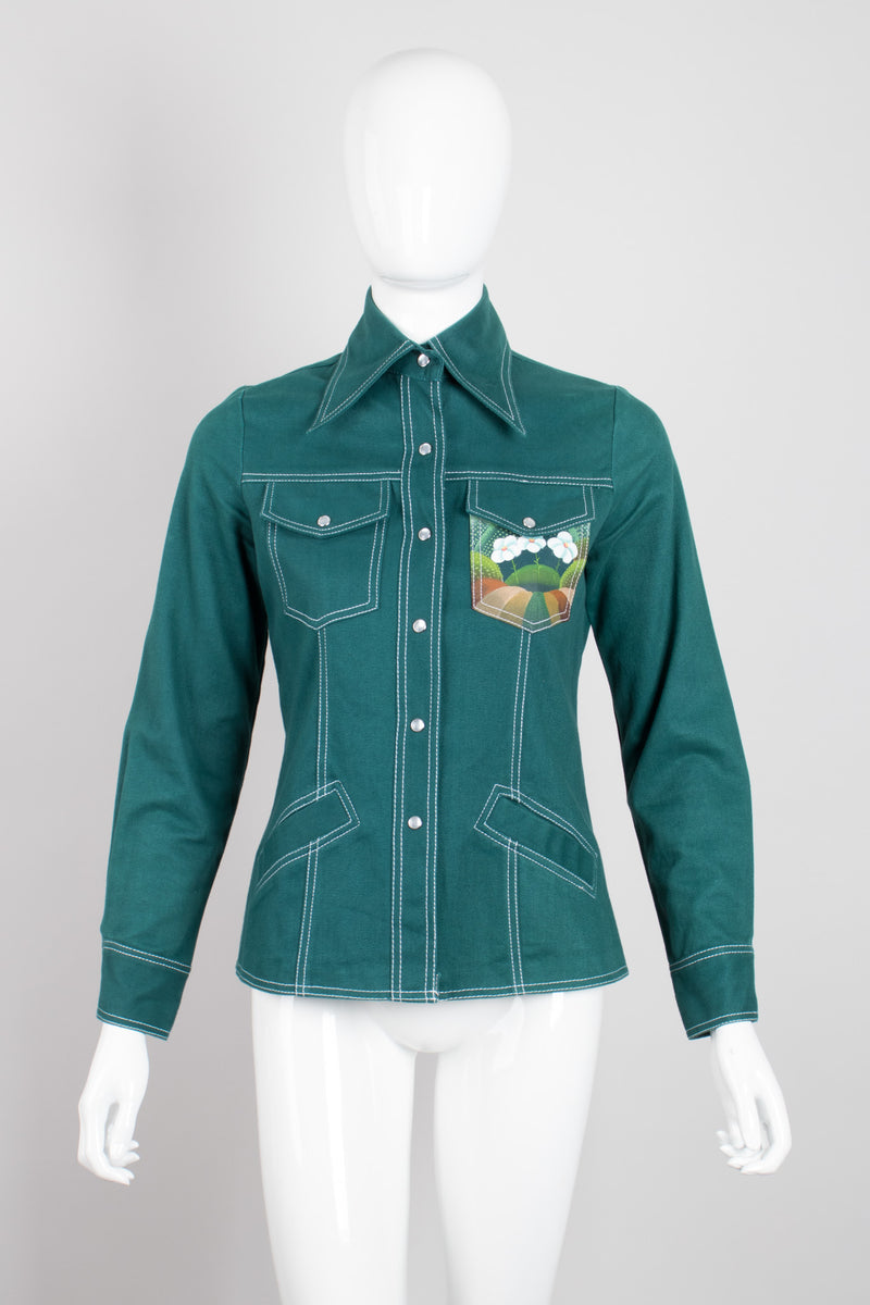 Vintage Roncelli Painted Twill Western Shirt Recess Los Angeles LA