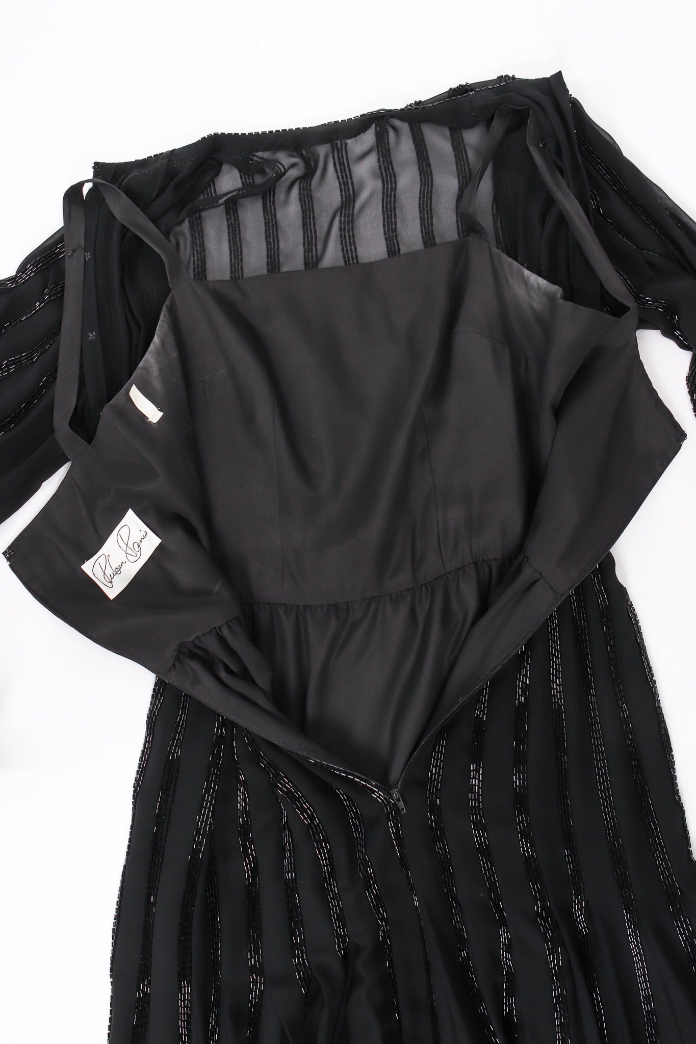 Vintage Ruben Panis Bead Stripe Silk Chiffon Dress lining at Recess Los Angeles