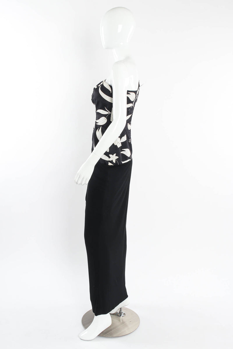 Vintage Ruben Panis Silk Lily Floral Shoulder Dress mannequin side @ Recess Los Angeles