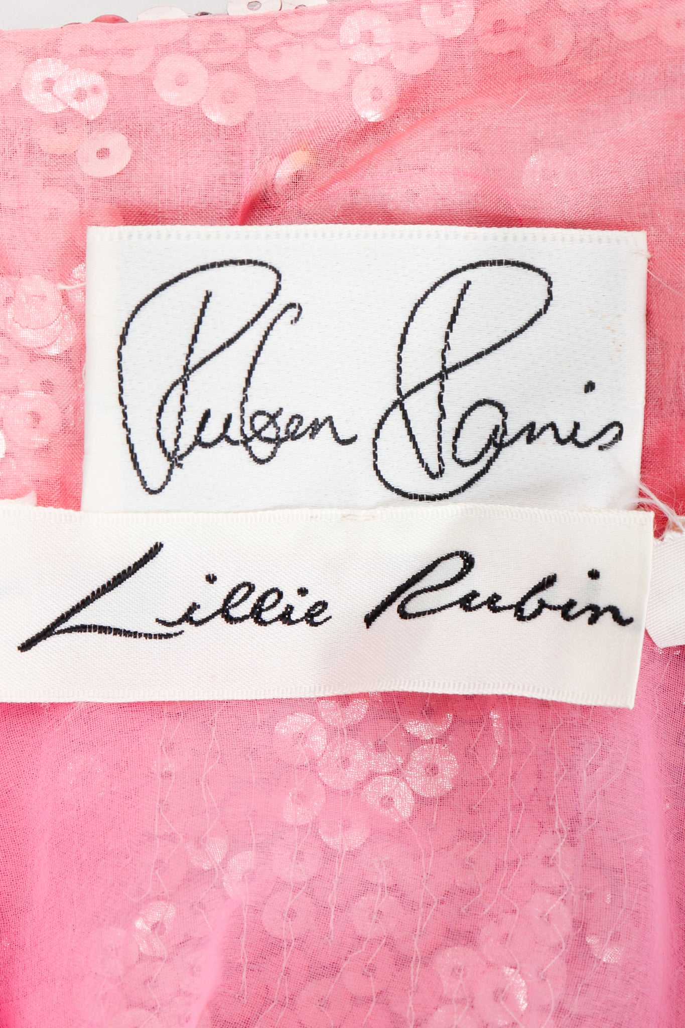 Vintage Ruben Panis Ombré Sequin Halter Gown Label at Recess Los Angeles
