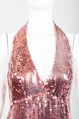 Vintage Ruben Panis Ombré Sequin Halter Gown on Mannequin Neckline at Recess Los Angeles