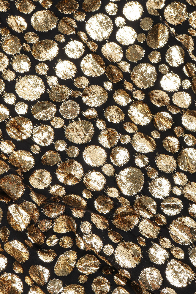 Recess Los Angeles Vintage Ruben Panis Gold Bubble Velvet Lamé Halter Gown