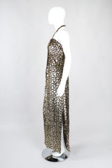 Recess Los Angeles Vintage Ruben Panis Gold Bubble Burnout Velvet Lamé Halter Gown