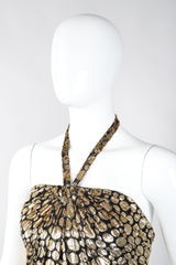 Recess Los Angeles Vintage Ruben Panis Gold Bubble Velvet Lamé Halter Gown